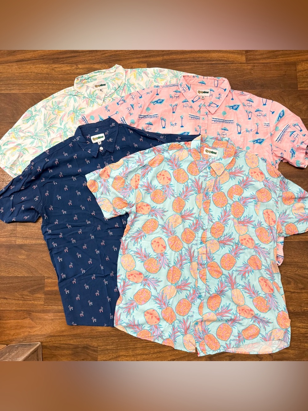 Tipsy Elves Men’s Short-Sleeve Hawaiian Printed Shirts Lot of 4